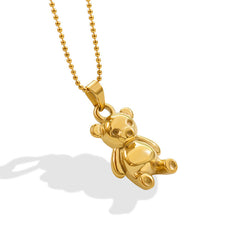 18K Gold-Plated Bear Pendant Necklace