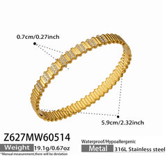 18K Gold-Plated Geometric Textured Bangle Designs