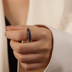 Colored Cubic Zirconia Geometric Open Ring