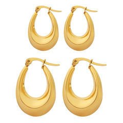 Gold-Tone Sculptural U-Shaped Hoop Earrings