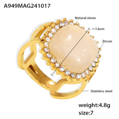 Natural Stone Halo Open Ring