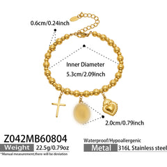 18K Gold-Plated Beaded Charm Bangle