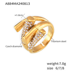 Sparkling Sculptural Crossover Ring