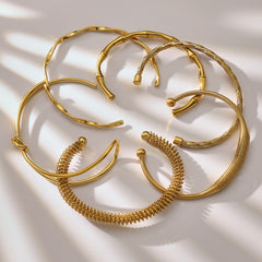 18K Gold-Plated Sculptural Open Cuff Bracelet