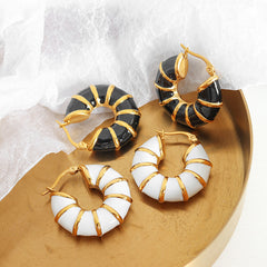 Enamel Fan Hoop Earrings