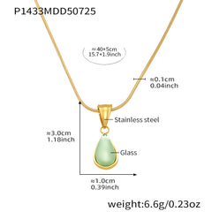 Glass Teardrop Pendant Necklace