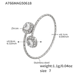 Heart or Square Cubic Zirconia Open Ring