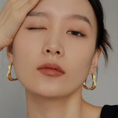 Camille Organic Geometric Huggie Earrings
