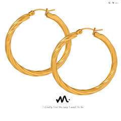 Rounded Statement Stainless Steel Hoop Earrings