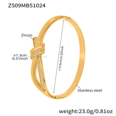 18K Gold-Plated Knot Detail Bangle Bracelet