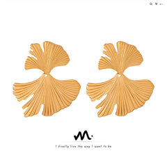 Sculptural Ginkgo Leaf Earrings