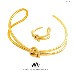18K Gold-Plated Knot Cuff and Ring Designs