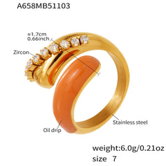 18K Gold-Plated Enamel Sculptural Ring Designs