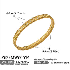 18K Gold-Plated Geometric Textured Bangle Designs