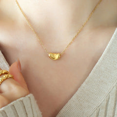 Gold-Tone Rounded Bean Pendant Necklace