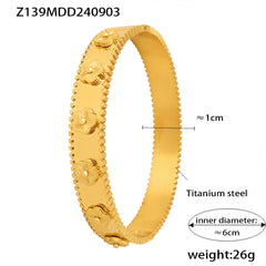 Embossed Floral Ring & Bangle Bracelet