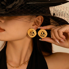 Textured Openwork Heart Stud Earrings