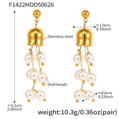 Aventurine or Pearl-Look Floral Drop Earrings