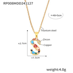 Color Cubic Zirconia Initial Pendant Charm