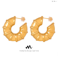 Bamboo-Texture C-Hoop Earrings