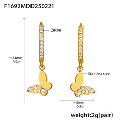 18K Gold-Plated Cubic Zirconia Charm Hoop Earrings