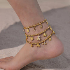 Gold-Tone Cubic Zirconia Charm Bracelet or Anklet