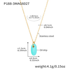 Color Enamel Pendant Necklace and Layering Chains