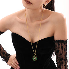 Enamel Snowflake Long Pendant Necklace