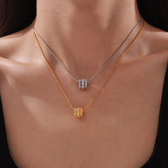 Sparkling Cylinder Pendant Necklace
