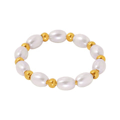 Shell Pearl-Look Bead Ring