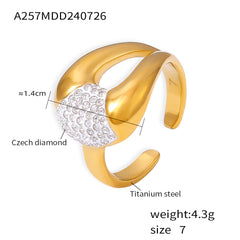 18K Gold-Plated Sparkling Sculptural Open Ring