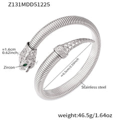 Ribbed Snake-Inspired Open Cuff Bracelet