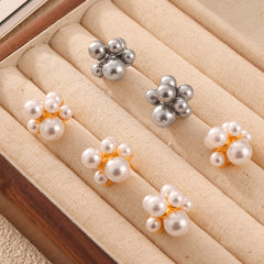 Clustered Shell Pearl-Look Stud Earrings