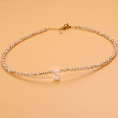 Dainty Stone Beaded Initial Necklace