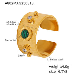 Turquoise & Stone-Accent Wide Open Ring