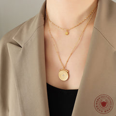 Gold-Tone Celestial Coin Layered Necklace