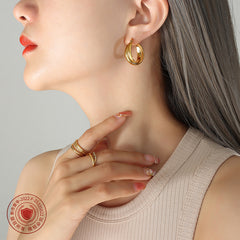 18K Gold-Plated & Silver-Tone Double-Profile Hoops