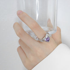 Heart Stone Chain-Link Ring