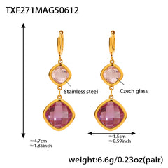 Faceted Czech Glass Two-Part Drop Earrings