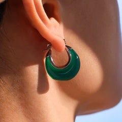 Resin Crescent Hoop Earrings