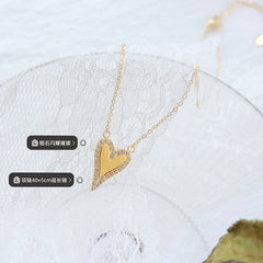 18K Gold-Plated Textured Heart Pendant Necklace