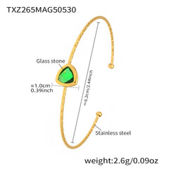 Colored Glass Accent Open Cuff Bracelet