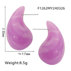Colorful Resin Teardrop Stud Earrings