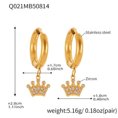 Crown Charm Hoop Earrings