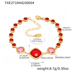 Gold-Tone Square Glass Link Bracelet
