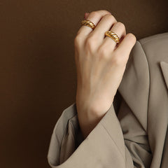 Gold-Tone and Silver-Tone Ribbed Dome Ring