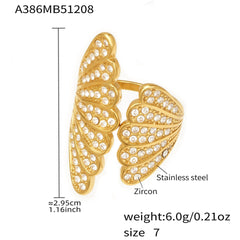 Cubic Zirconia Scallop Shell Open Ring