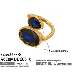 Colorful Glass Stone Statement Rings