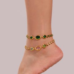 Faceted Stone Accent Anklet