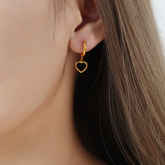 Black Enamel Heart Drop Earrings
